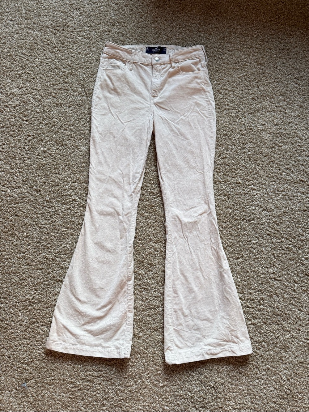 Cream Hollister Flared Corduroy Pants, 5R